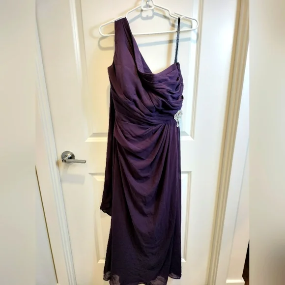 satin short bridesmaid dresses Purple Satin Long A Line Bridesmaid Dress -